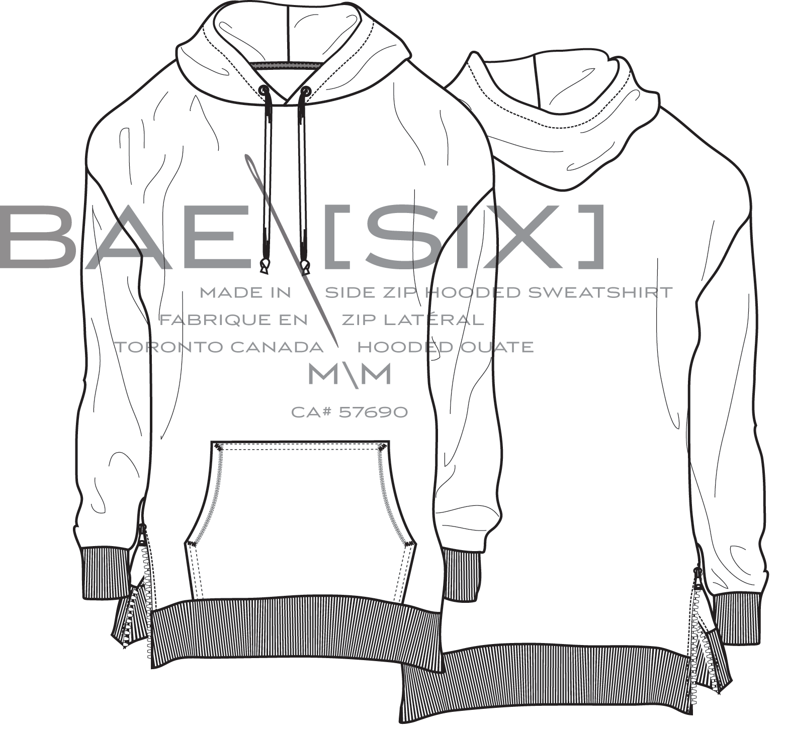 Fashion technical sketch for men hoodie. mockup template hoody. front and  back view. technical drawing kids clothes. | CanStock