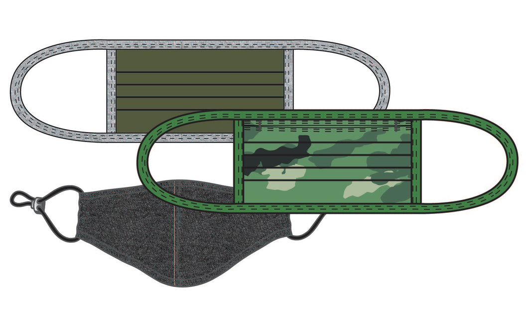 PACK OF 3 MASKS - GREEN CAMO- SIZE SM